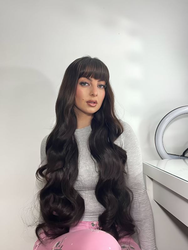 22" Curly Dark Brown SYN Halo